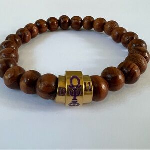 Omega Psi Phi.Wooden Bead Charm Bracelet